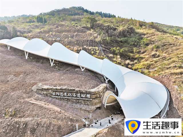 云陽地質公園恐龍化石遺址館開館 150米墻上密布5000處恐龍化石